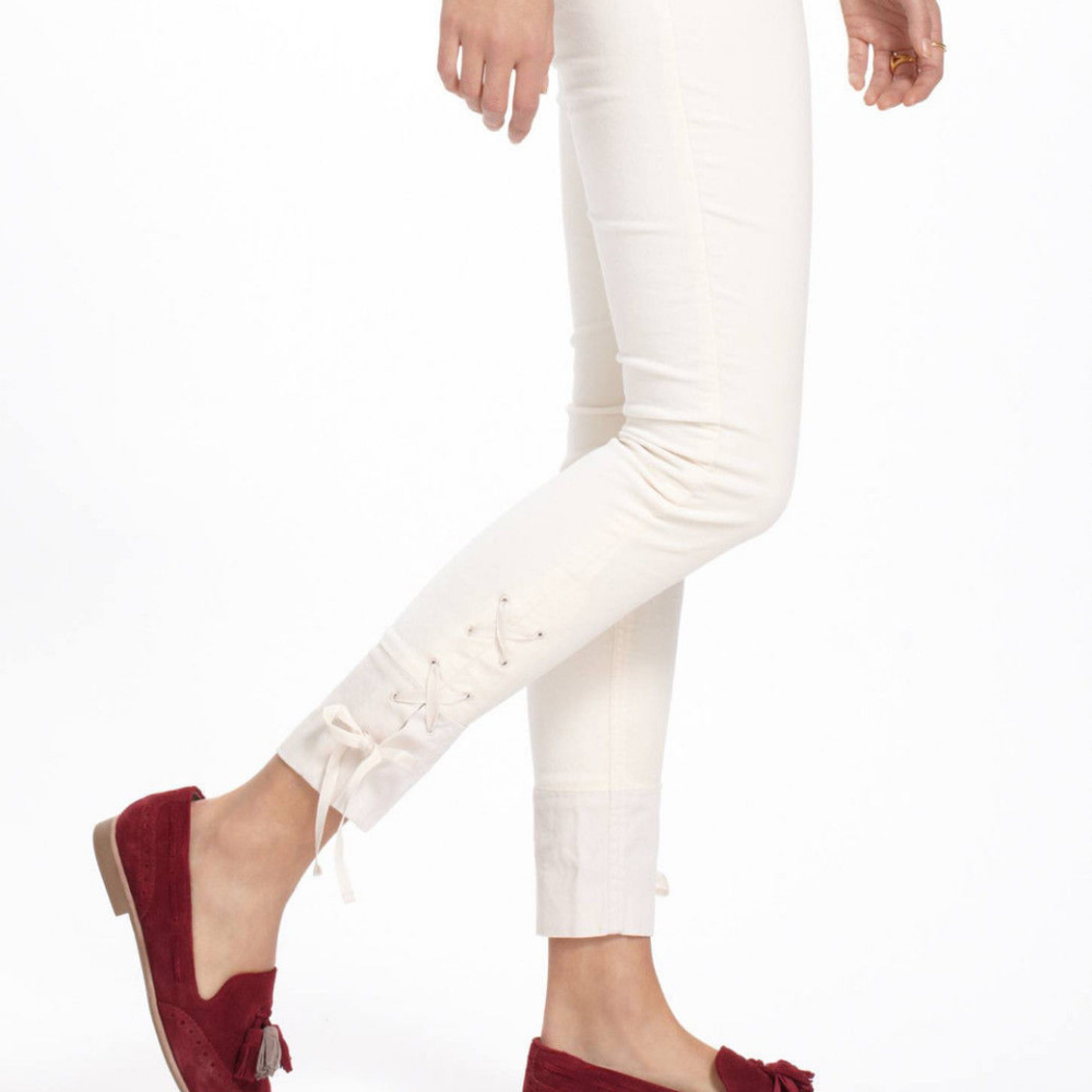Anthropologie Ivory Velvet Ankle Pants Plush Slims By Leifsdottir Sizes 6 & 10